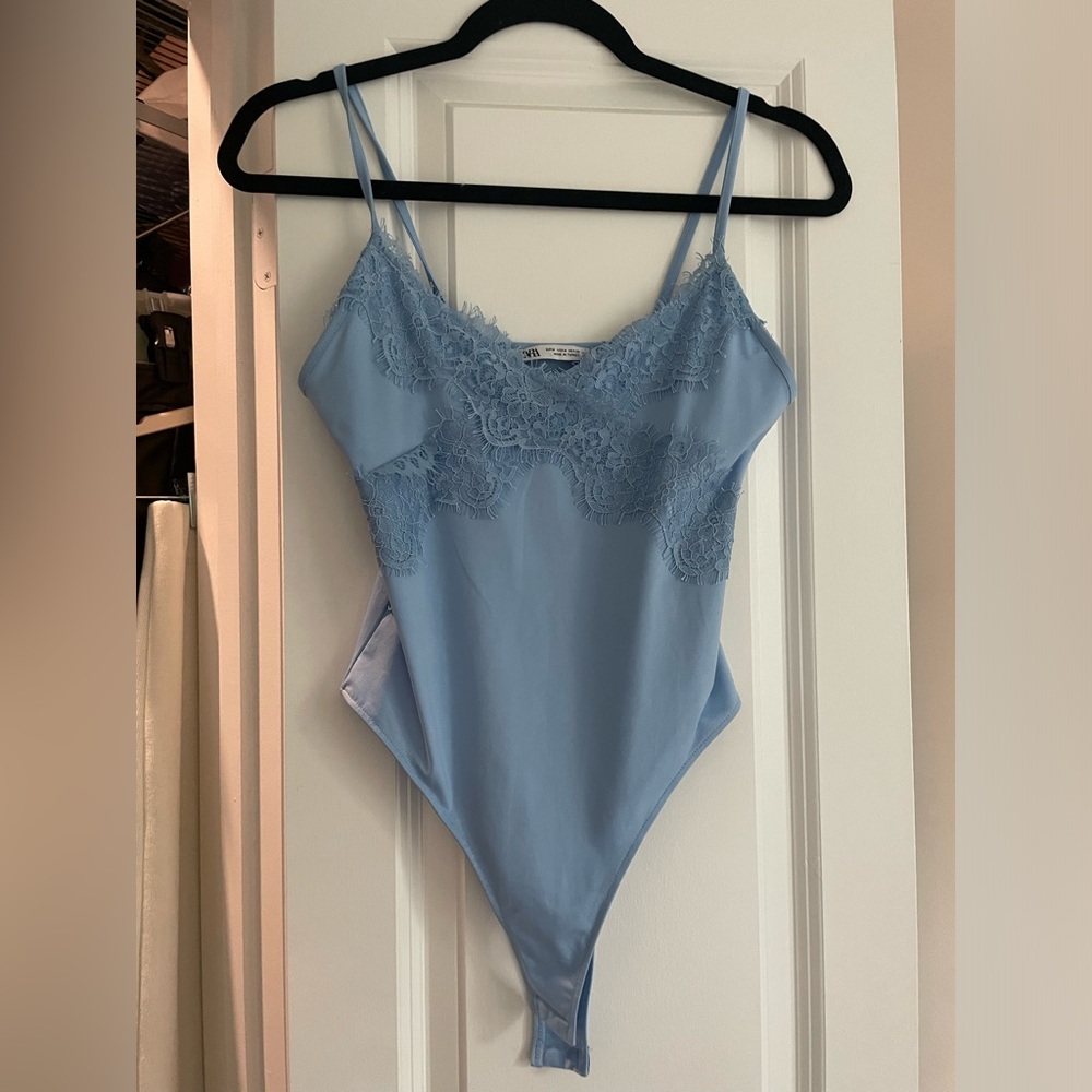 Zara Blue Lace Bodysuit